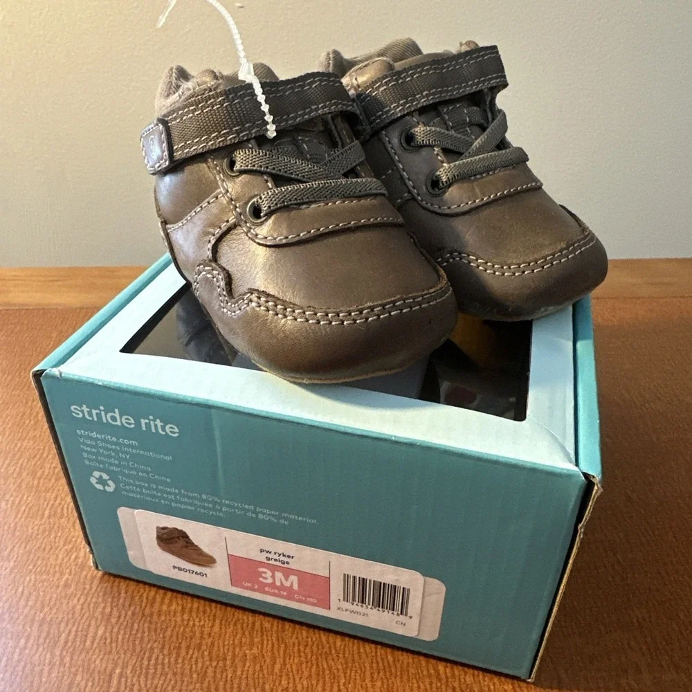 Stride Rite PW Ryker Brown Boots  Baby 3M New In Box‎